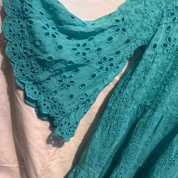 Johnny Was Turquoise Eyelet Blouse - Picture 3 of 16